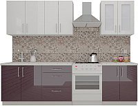 Кухонный гарнитур ВерсоМебель ВерсоЛайн 7-2.1 (белый 001/фиолетовый 014) - 