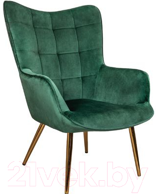 Кресло мягкое Седия Bogema (велюр зеленый/золото)