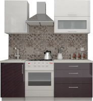 Кухонный гарнитур ВерсоМебель ВерсоЛайн 8-1.3 (белый 001/фиолетовый 014) - 