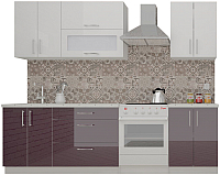 Кухонный гарнитур ВерсоМебель ВерсоЛайн 8-2.0 (белый 001/фиолетовый 014) - 