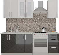 Готовая кухня ВерсоМебель ВерсоЛайн 7-1.6 (белый 001/черный 020) - 