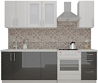 Кухонный гарнитур ВерсоМебель ВерсоЛайн 7-1.8 (белый 001/черный 020) - 