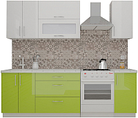 Кухонный гарнитур ВерсоМебель ВерсоЛайн 8-1.8 (белый 001/лайм яркий 026) - 