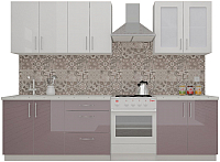 Кухонный гарнитур ВерсоМебель ВерсоЛайн 7-2.2 (белый 001/глициния 029) - 