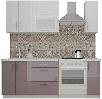 Кухонный гарнитур ВерсоМебель ВерсоЛайн 8-1.5 (белый 001/глициния 029) - 
