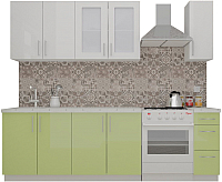 Кухонный гарнитур ВерсоМебель ВерсоЛайн 7-1.9 (белый 001/нежно-зеленый 032) - 