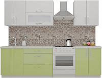 Кухонный гарнитур ВерсоМебель ВерсоЛайн 8-2.1 (белый 001/нежно-зеленый 032) - 