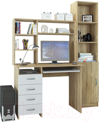 Комплект мебели для кабинета MFMaster УШ-3 / УШ-3-СБ (дуб сонома/белый)