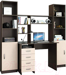 Комплект мебели для кабинета MFMaster УШ-11 / УШ-11-ВМ-ДМ (венге/дуб молочный)