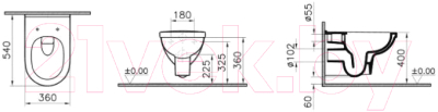 Унитаз подвесной с инсталляцией VitrA 7755B003-0075 + 458.124.21.1