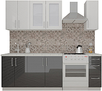 Готовая кухня ВерсоМебель ВерсоЛайн 7-1.7 (белый 001/черный графит 042) - 