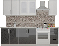 Кухонный гарнитур ВерсоМебель ВерсоЛайн 7-2.0 (белый 001/черный графит 042) - 