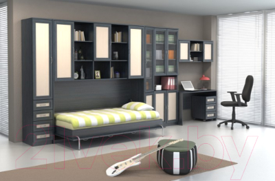 Комплект мебели трансформер Уют Сервис Гарун К03 (графит) - Фото образца шкафа в интерьере