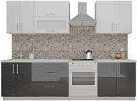 Готовая кухня ВерсоМебель ВерсоЛайн 8-2.2 (белый 001/черный графит 042) - 