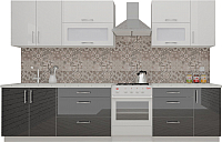 Кухонный гарнитур ВерсоМебель ВерсоЛайн 8-2.6 (белый 001/черный графит 042) - 