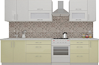 Кухонный гарнитур ВерсоМебель ВерсоЛайн 8-2.5 (белый 001/ваниль 102) - 