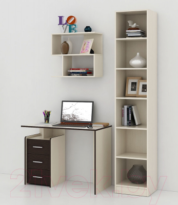 Комплект мебели для кабинета MFMaster Слим УШ-1-03 / Слим-1-03-ДМ-ВМ-16 (дуб молочный/венге)