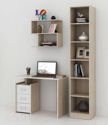 Комплект мебели для кабинета MFMaster Слим УШ-1-03 / Слим-1-03-ДС-БТ-16 (дуб сонома/белый)