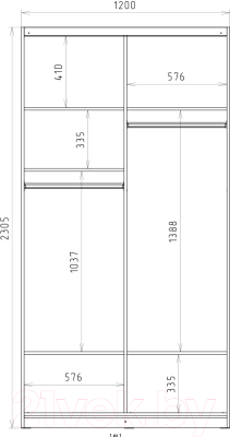 Шкаф-купе Рэйгрупп 120 SBG Line РГ-01.04 (сосна аланд/белый глянец/венге глянец)