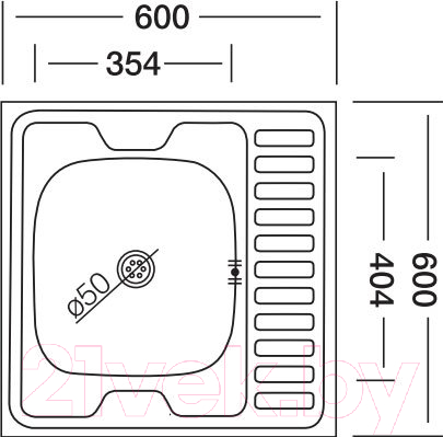 Мойка кухонная Kromevye EC 209 D (чаша справа)