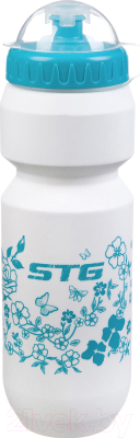 Фляга для велосипеда STG CSB-532L / Х88770 с крышкой (800мл, голубой/белый рисунок)