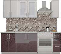 Кухонный гарнитур ВерсоМебель ВерсоЛайн 7-1.7 (белый 001/сливовый 104) - 