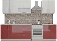 Готовая кухня ВерсоМебель ВерсоЛайн 8-2.3 (белый 001/рубиново-красный 600) - 