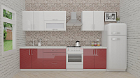 Готовая кухня ВерсоМебель ВерсоЛайн 8-2.4 (белый 001/рубиново-красный 600) - 