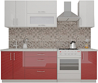 Кухонный гарнитур ВерсоМебель ВерсоЛайн 8-1.9 (белый 001/бургундский 602) - 