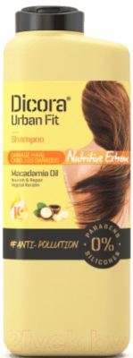 Шампунь для волос Dicora Для поврежденных волос с растительным кератином (400мл)