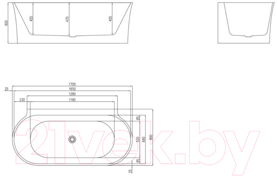 Ванна акриловая BelBagno BB409-1700-800