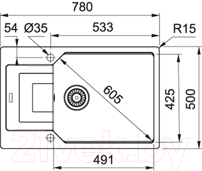 Мойка кухонная Franke UBG 611-78L (114.0595.287)