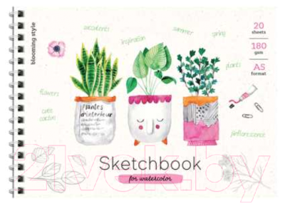 Скетчбук ArtSpace Cute Plants / Б5а20грг-28235 (20л)