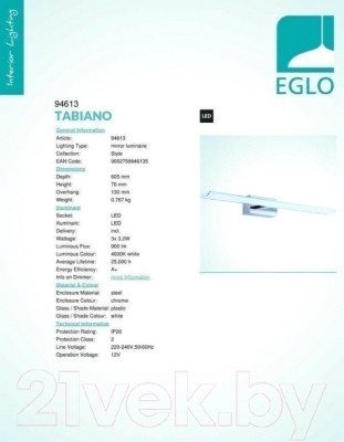 Подсветка для картин и зеркал Eglo Tabiano 94613