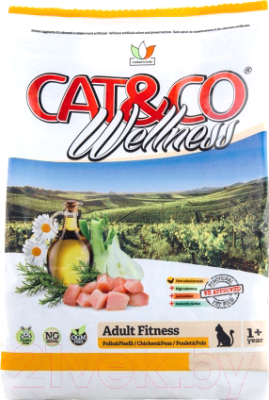 Сухой корм для кошек Adragna Cat&Co Wellness Adult Fitness Chicken&Peas (400г)