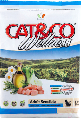 Сухой корм для кошек Adragna Cat&Co Wellness Adult Sensible Fish&Rice (400г)