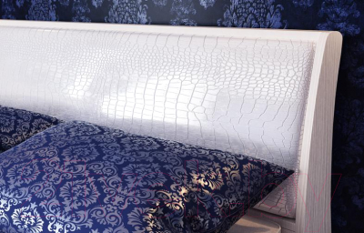 Двуспальная кровать Олмеко Мона 06.297 (кожзам глянец/крокодил белый)
