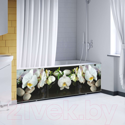 Экран для ванны Comfort Alumin Group Орхидея на черном 3D 150x50