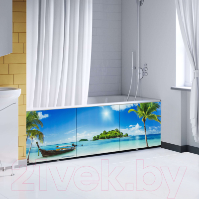 Экран для ванны Comfort Alumin Group Пляж 3D 170x50