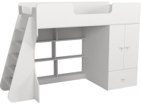 Кровать-чердак детская Можга Капризун 2 со шкафом / Р441 (белый) - 