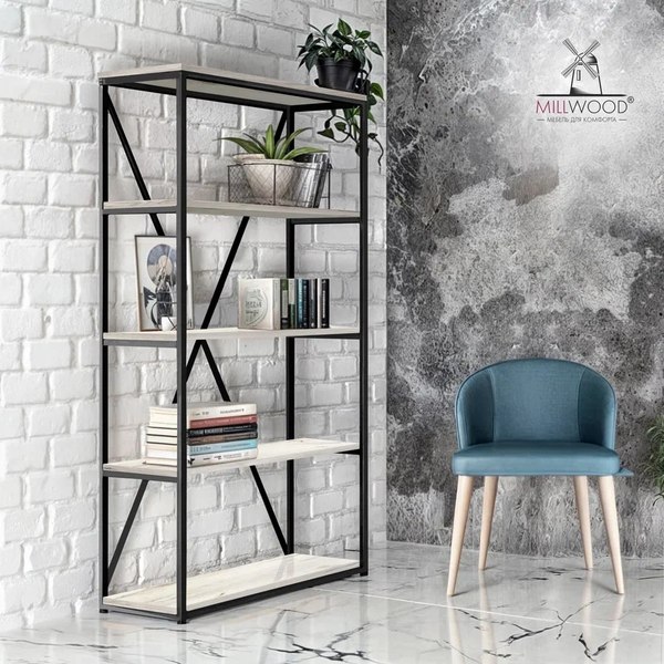 Стеллаж Millwood Neo Loft СН-1 Л (дуб белый Craft/металл черный)