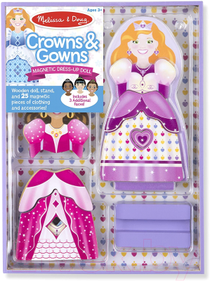 

Развивающий игровой набор Melissa & Doug, Деревянные куклы для наряжания. Корона и платье / 9312