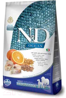 Сухой корм для собак Farmina N&D Low Grain Ocean Codfish&Orange Adult Medium/Maxi (2.5кг)