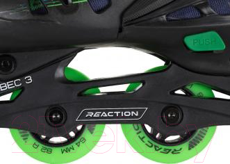 Роликовые коньки Reaction S19ERERS006-BU (р-р 32-35, черный/зеленый)