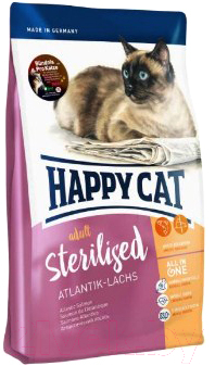 Сухой корм для кошек Happy Cat Sterilised Atlantik-Lachs / 70342 (10кг)