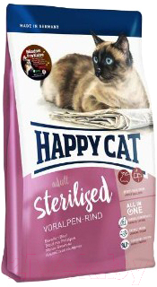 Сухой корм для кошек Happy Cat Sterilised Voralpen-Rind / 70355 (4кг)