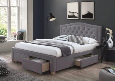 Двуспальная кровать Signal Electra Velvet 160x200 (серый)