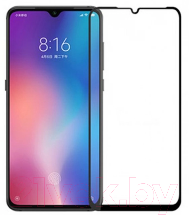 Защитное стекло для телефона Case Full Glue для Mi9 (черный глянец) — фото 1