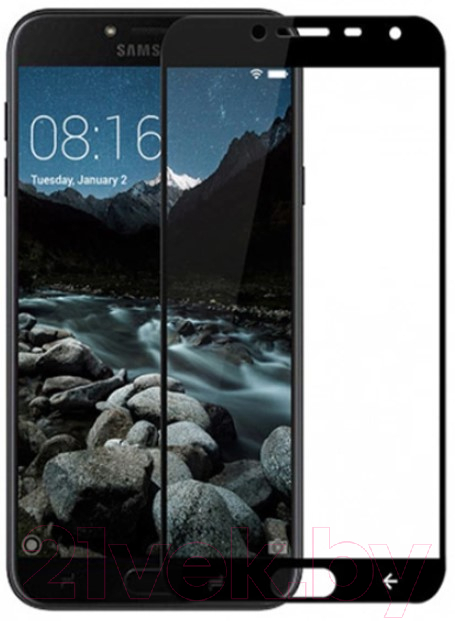 Защитное стекло для телефона Case Full Glue для Galaxy J4 (черный глянец) — фото 1