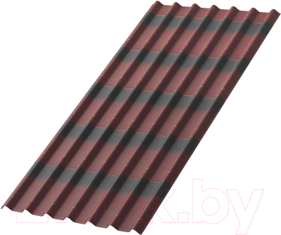 Лист кровельный Onduline Tile x5 SR-130 с тенью 3D (1950x960, красный)